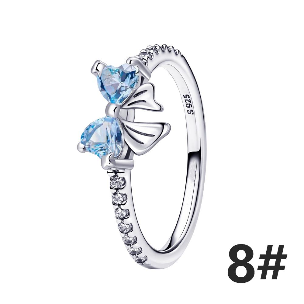 New S925 Silver Romantic Floral Lucky Clover Bowknot Gemstone Ring Stud Earring Necklace Bracelet Inlaid Gem Set Fashion Jewelry