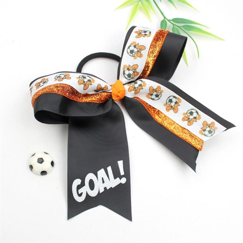 10PCS Soccer Themed Fabric Hair Bowknots Supporter Hair Decorations Perfect For Sports Event And Celebration