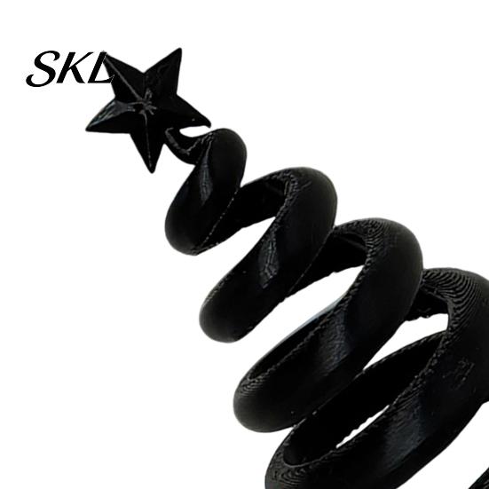 Lightweight Hollow Desktop Figurines 3D Printed Spiral Twisted Christmas Tree Figurine with Star Top, Mini Small Winter Atmosphere Ornament