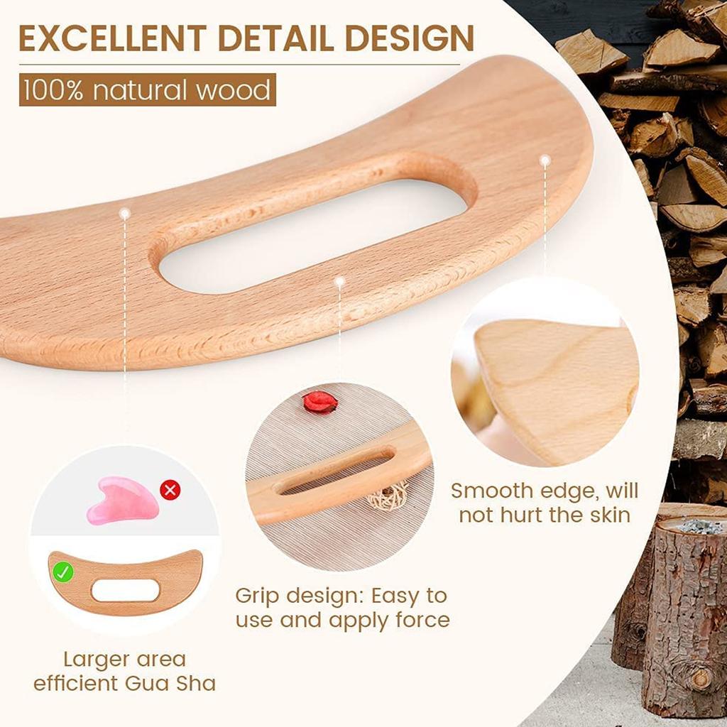 Verktøy i tre for Gua Sha Manuell massasjeskrape for anti-cellulitt slanking Guasha massasjebrett Kropps Gua Sha padle terapiverktøy