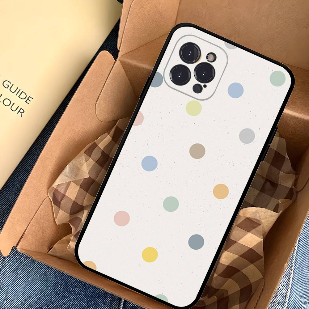 Simple Black White Polka Dot Fit For iPhone 16 15 Promax Phone Case iPhone 14 11 12 High End 13 Pro Silicone