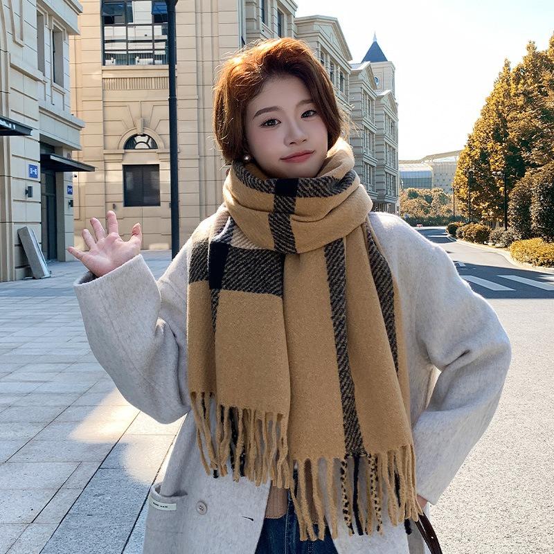 New winter scarf style high value female versatile plaid student scarf imitation cashmere to keep warm