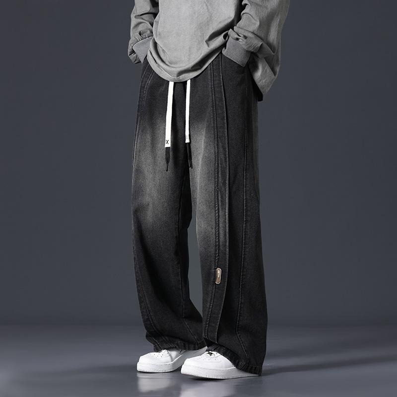 Fleece-Lined Thickened Plus Size Men's Loose Wide-Leg Jeans - Trendy Brand Straight Leg Long Pants for Men and Women