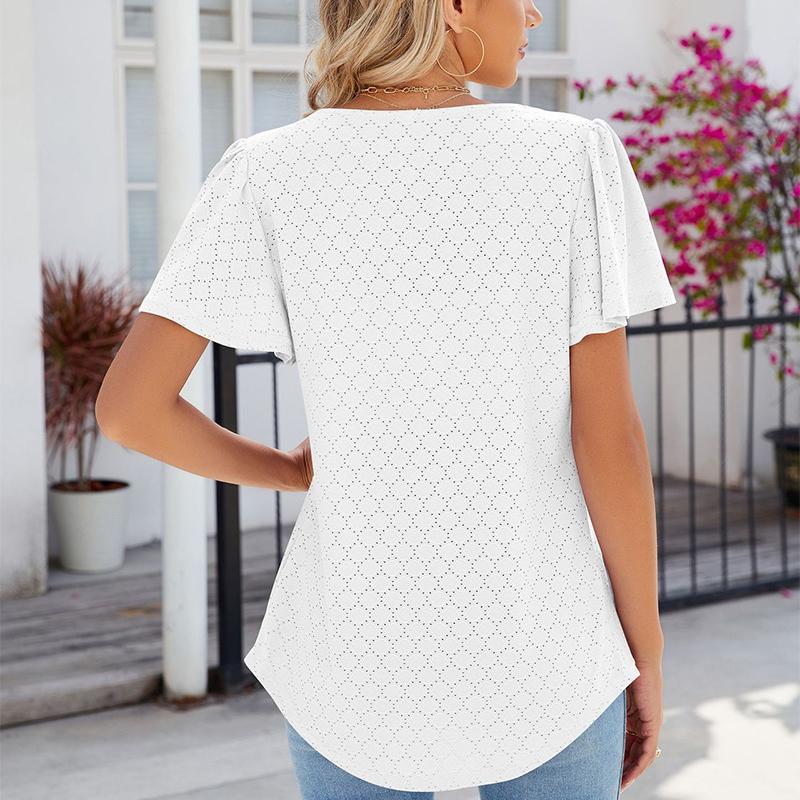 Dámská trička s krátkým rukávem, ležérní, čtvercový výstřih, letní topy