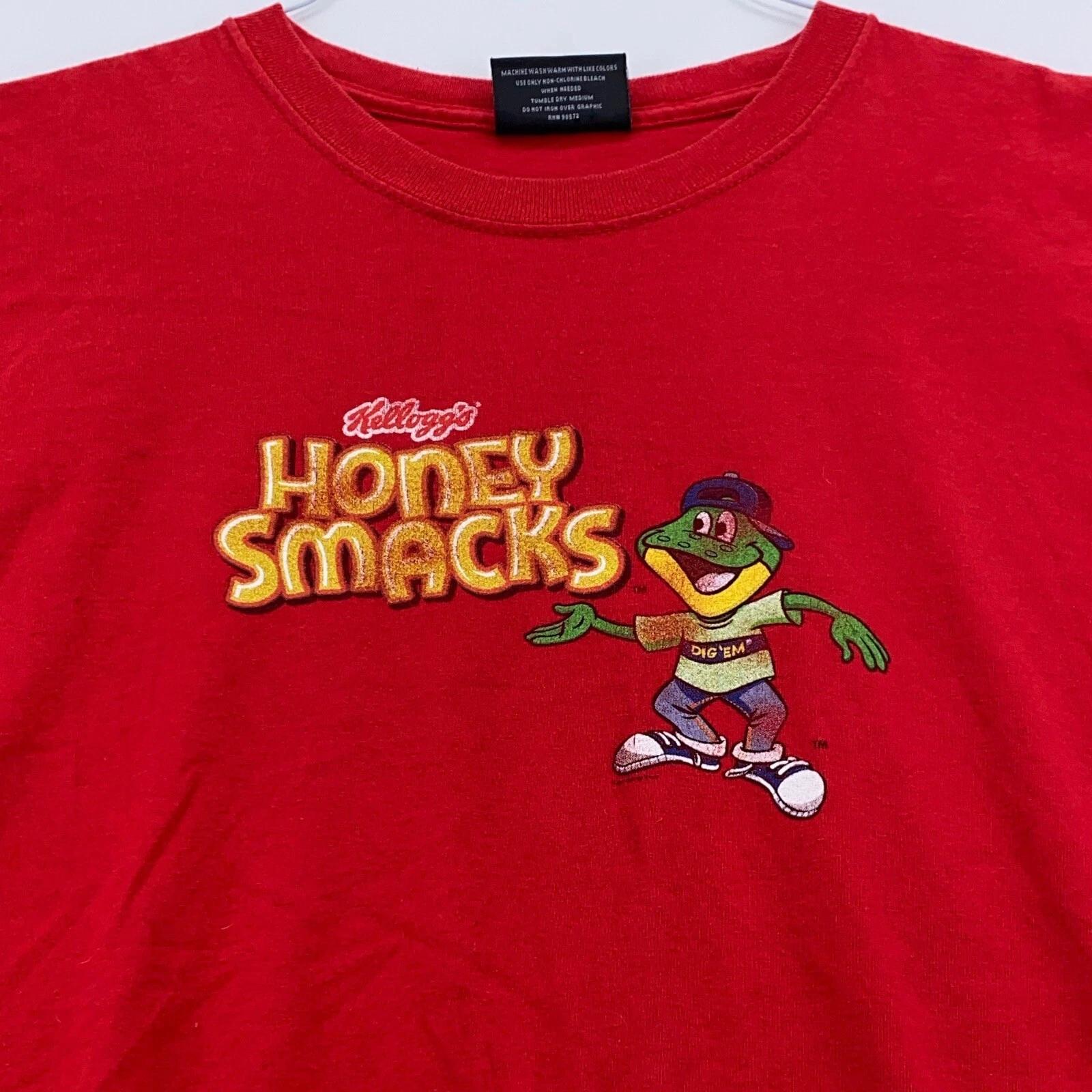 

vtg KELLOGG’S HONEY SMACKS CEREAL T-Shirt MEDIUM soft dig em frog cartoon 2XL