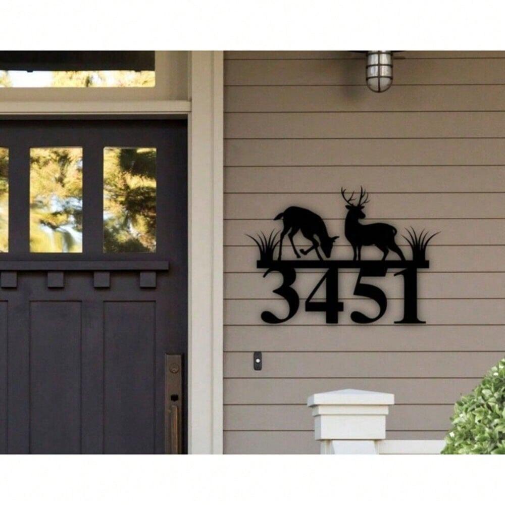 Custom Exterior Metal Address Sign for Home, Rustic House Number Plaque, Unique Garden Decor