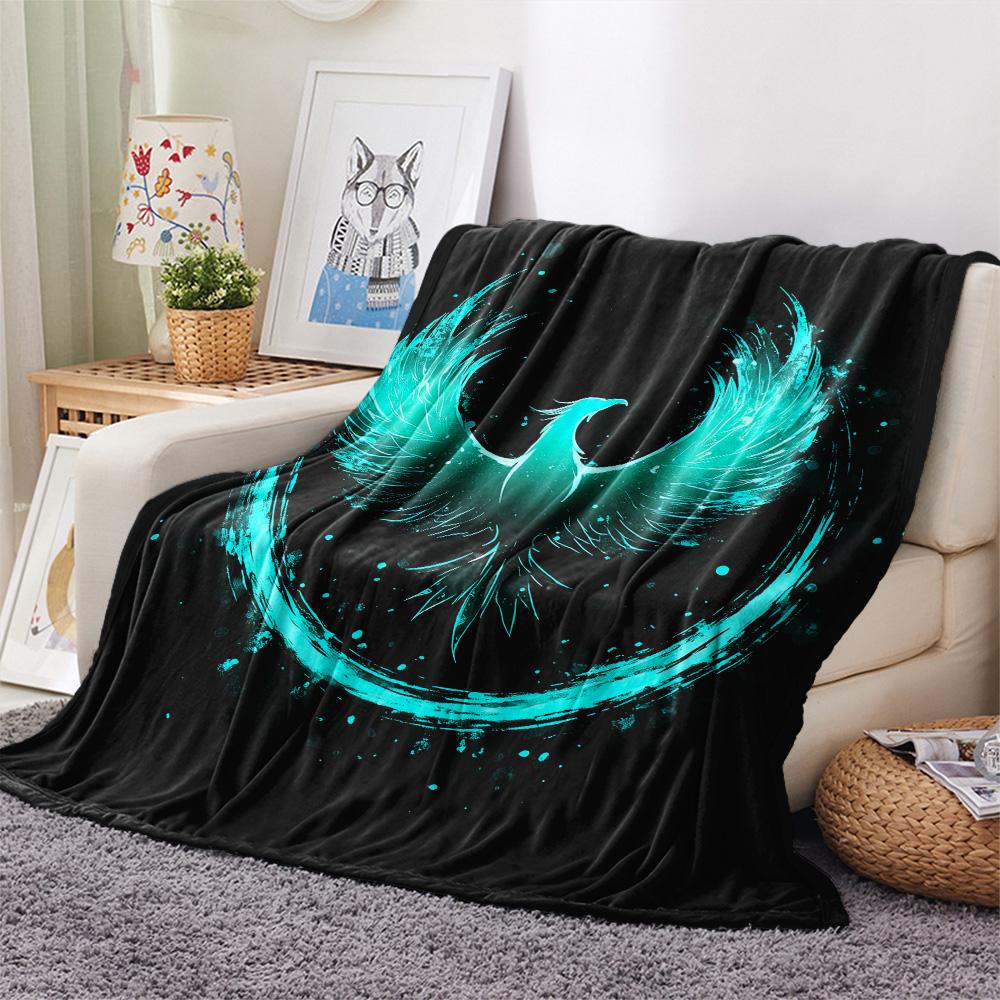 Sparkling Phoenix  Print Flannel Blanket, High quality Comfortable for All Seasons, Home Decor, Warmth and Comfort
