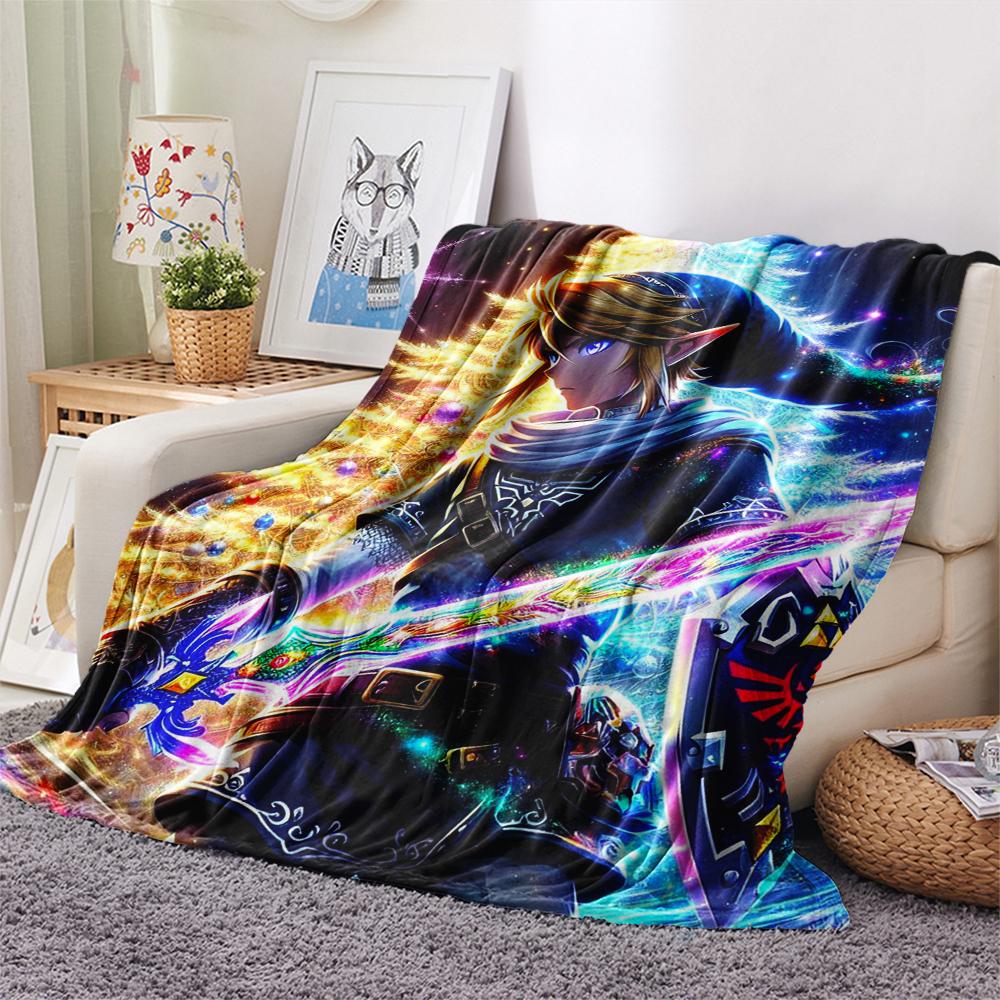 1Pc Link Zelda Print Flannel Blanket, High quality Comfortable for All Seasons, Home Decor, Warmth and Comfort, Perfect for Christmas Gifts