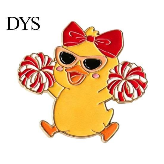 Daily Wear Brooch Enamel Technology Brooch, Cartoon Anime Cheerleading Duck Shape Pin, Small Vibrant Color Sturdy Pin for School Uniforms Bags