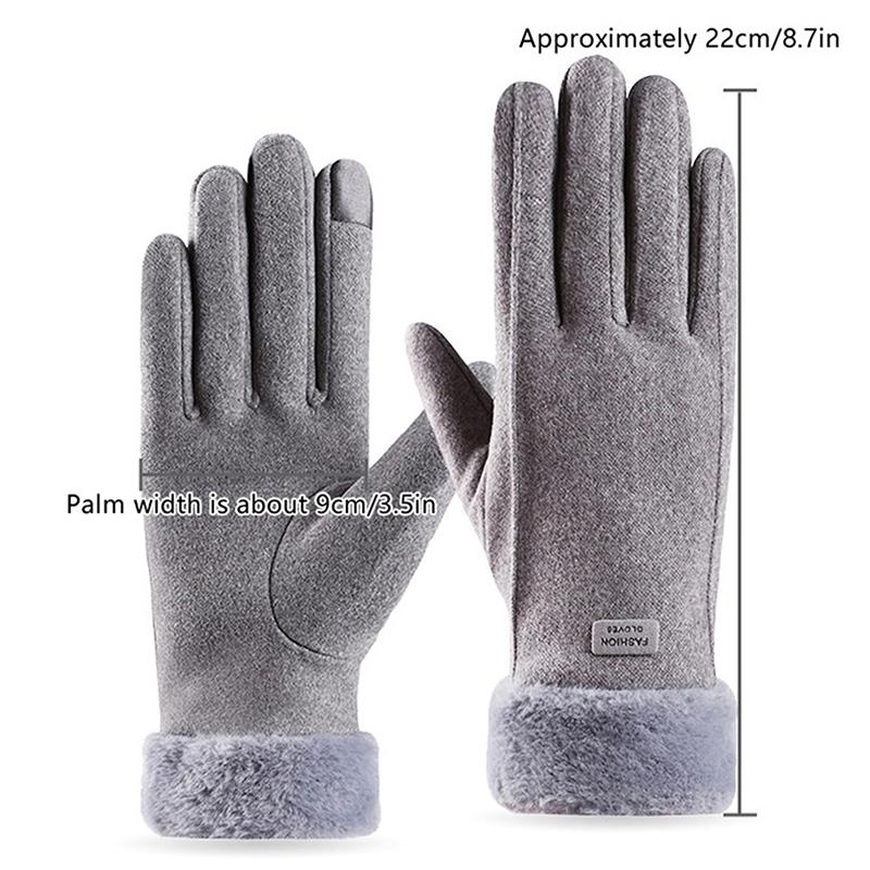 Fashion Women Warm Gloves Autumn Winter Touchscreen Gloves With Furry Cuff For Outdoor Activities Cycling Mountaineering Gloves