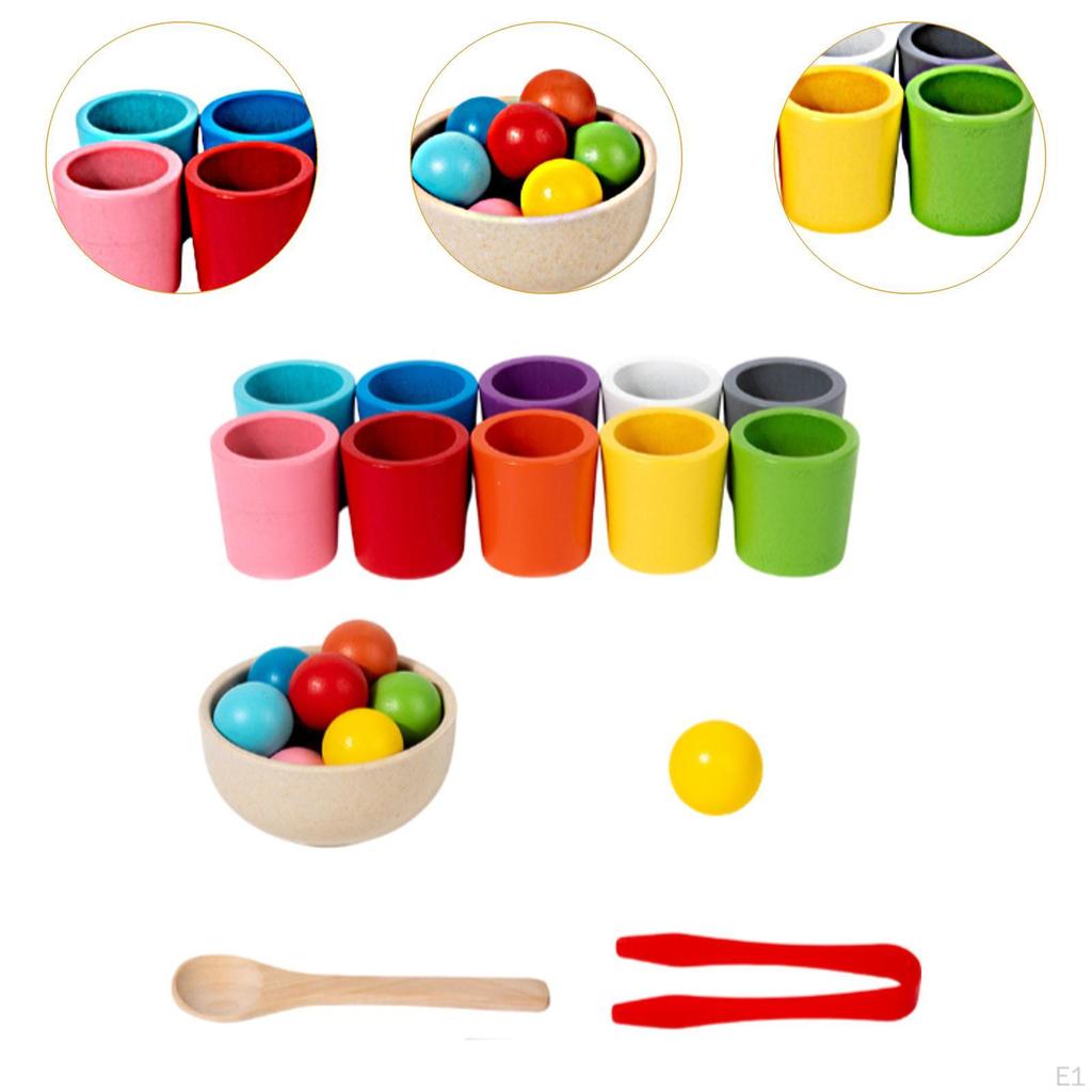 Rainbow Balls In Cups Fine Motor Skills Educational Learning Toy Skill Training for