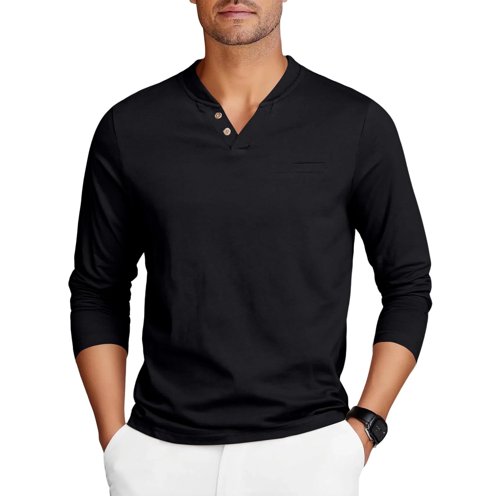 

Men s Slim-fit V-neck Long-sleeved Casual T-shirt XXL