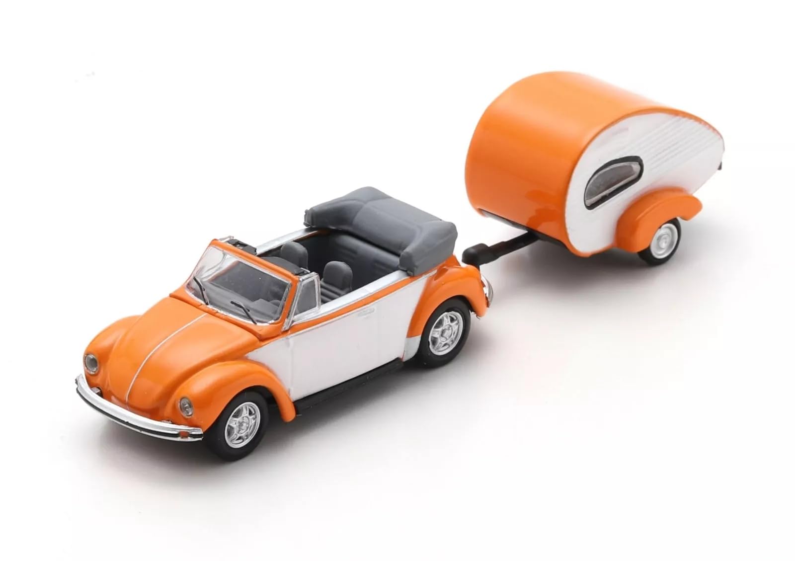 Schuco 1/87 KÄFER Käfer Cabrio + Campinganhänger SCHUCO Piccolo ES Campinganhänger Die-Cast Modell, Spurweite HO orange