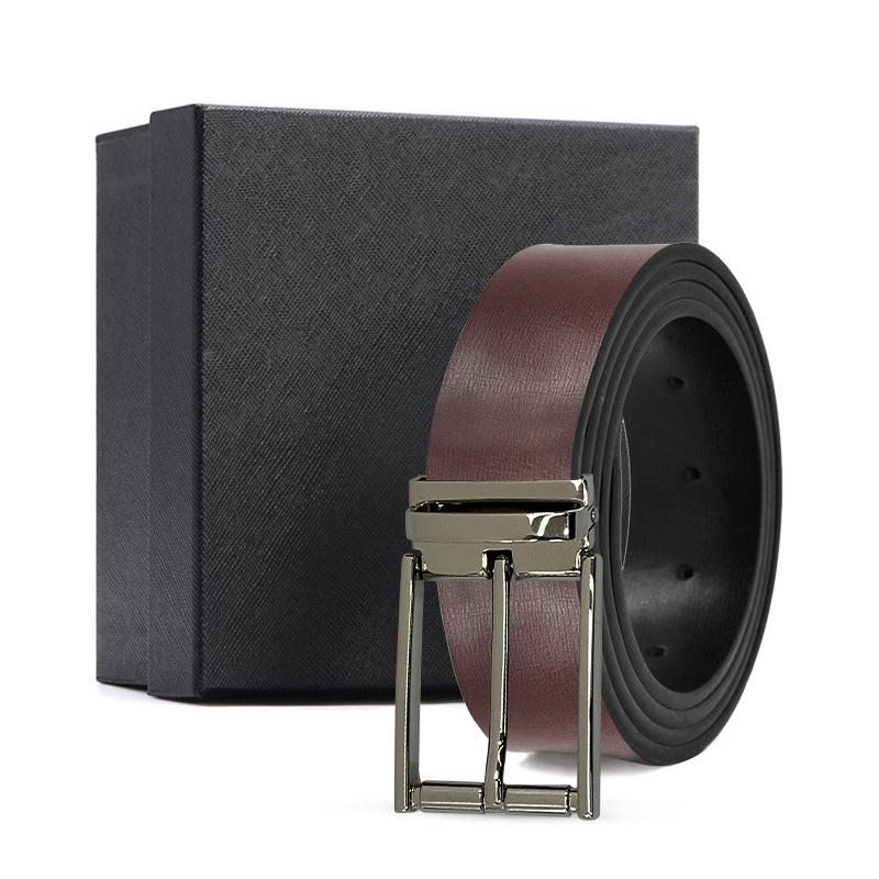 

Belt Two-color smooth pin buckle Men s two-layer cowhide genuine leather belt Versatile business belt 110*3.3cm