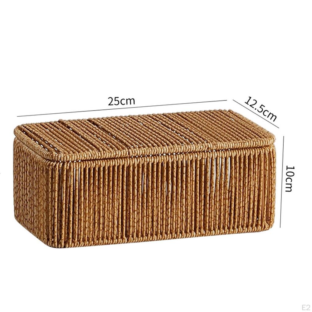 Korb mit Deckel, Imitations-Rattan-Webkorb, Komfortabler Aufbewahrungsorganisator für Zuhause Schlafzimmer