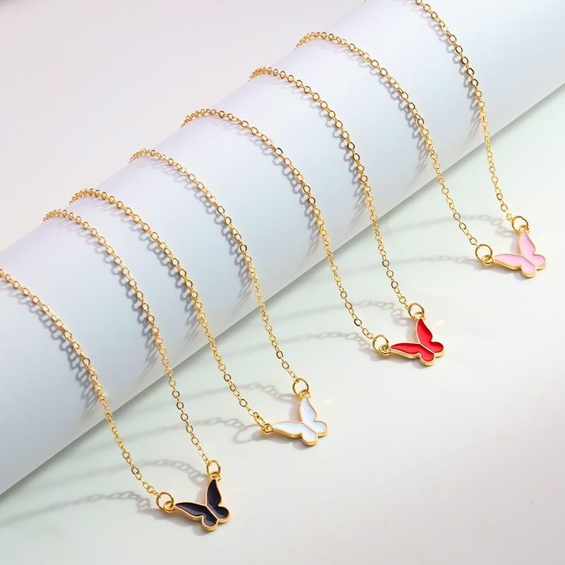 Fashion European American Style Butterfly Enamel Jewelry Four Piece Set For Women