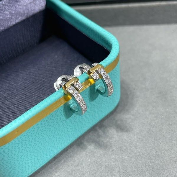 High Version Color Separation Stud Earrings, Thick-plated 18k Gold with Diamonds, Full Diamond Earrings, Seiko Earrings. 925 silver платиновый
