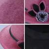 Lady Hat Elegant Wide Brim Keep Warm Solid Color Winter Autumn Ladies Dome Hat with Flower for Daily Wear