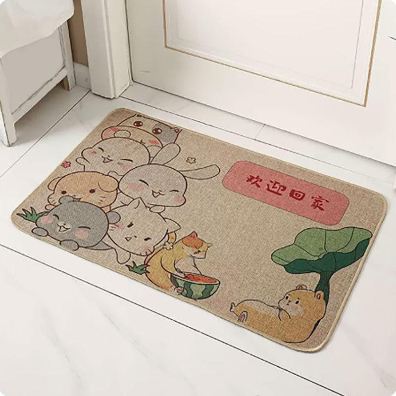 Entrance Mat Linen Carpet Living Room Mat Entrance Door Mat Household Non Slip Foot Mat