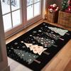 Merry Christmas Welcome Doormat Buffalo Plaid Santa Snowflake Non Slip Floor Mat For Indoor Entrance Xmas Home Decoration