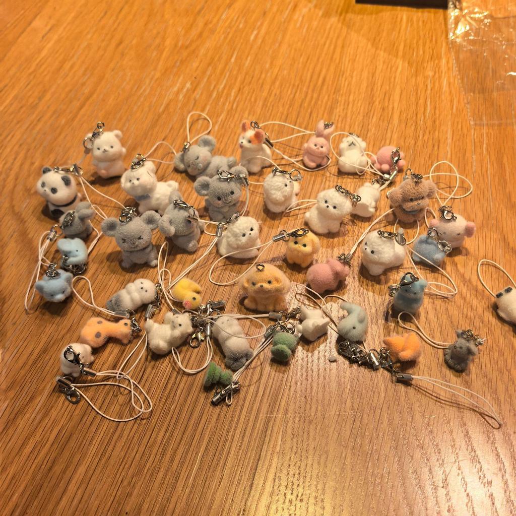 Cute Flocking Animals Are Angry, Little Rabbit Keychain Flocking Car Pendant, Mobile Phone Chain, Bag Pendant for Friends
