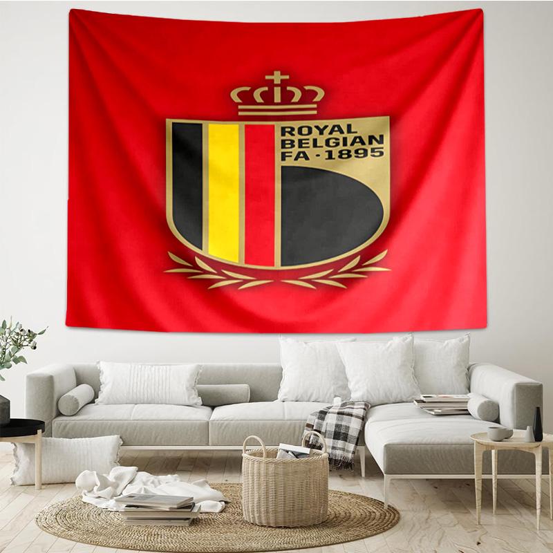 Belgium Football Crest Emblem Tapestry Room Decoration Wall Hanging for Living Room Bedroom, dormitory, Birthday and Christmas gifts