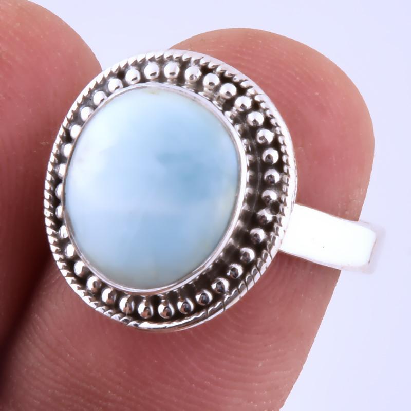 

Natural Republic Larimar Gemstone Handmade 925 Sterling Silver Ring S.6 V3E53