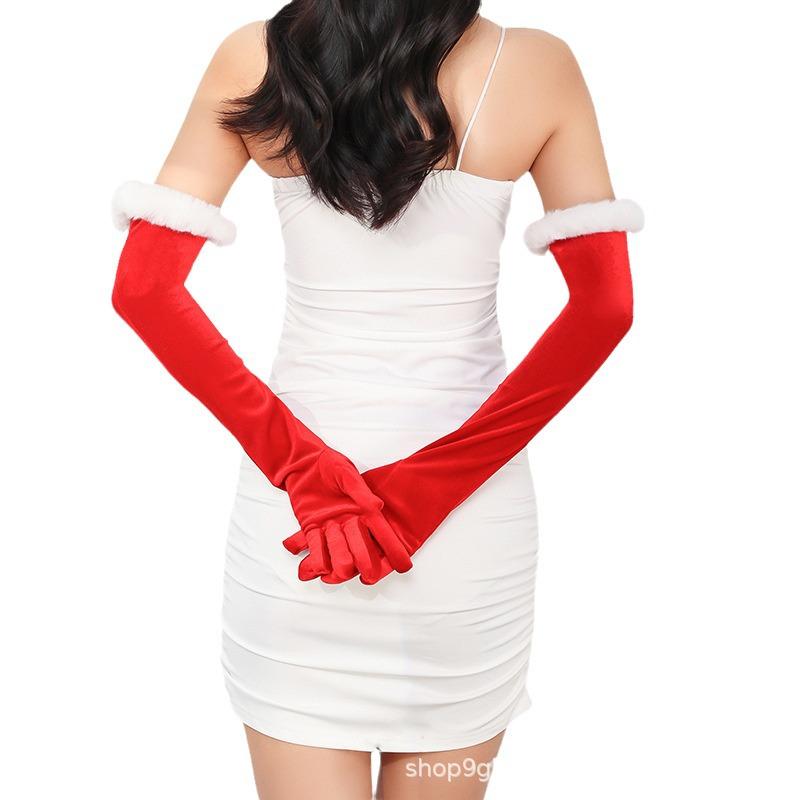 

Рождественские перчатки из красного бархата 55 см - Женские осенне-зимние аксессуары для вечернего платья 55CM красный