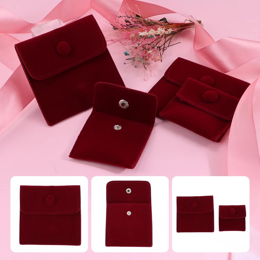 Dust Protect Portable Soft Velvet Gift Jewelry Bag Snap Button Packaging Bag Necklace Earrings Bracelet Ring Storage Pouch