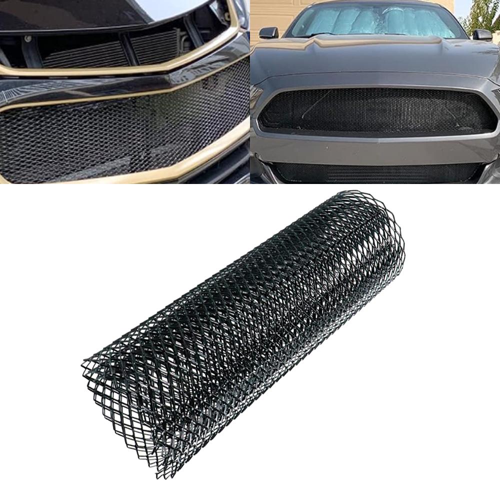 100cmx33cm Aluminum Alloy Grille Mesh Roll Automotive Grille Insert Bumper Rhombic Hole Black Car Grill Mesh Sheet