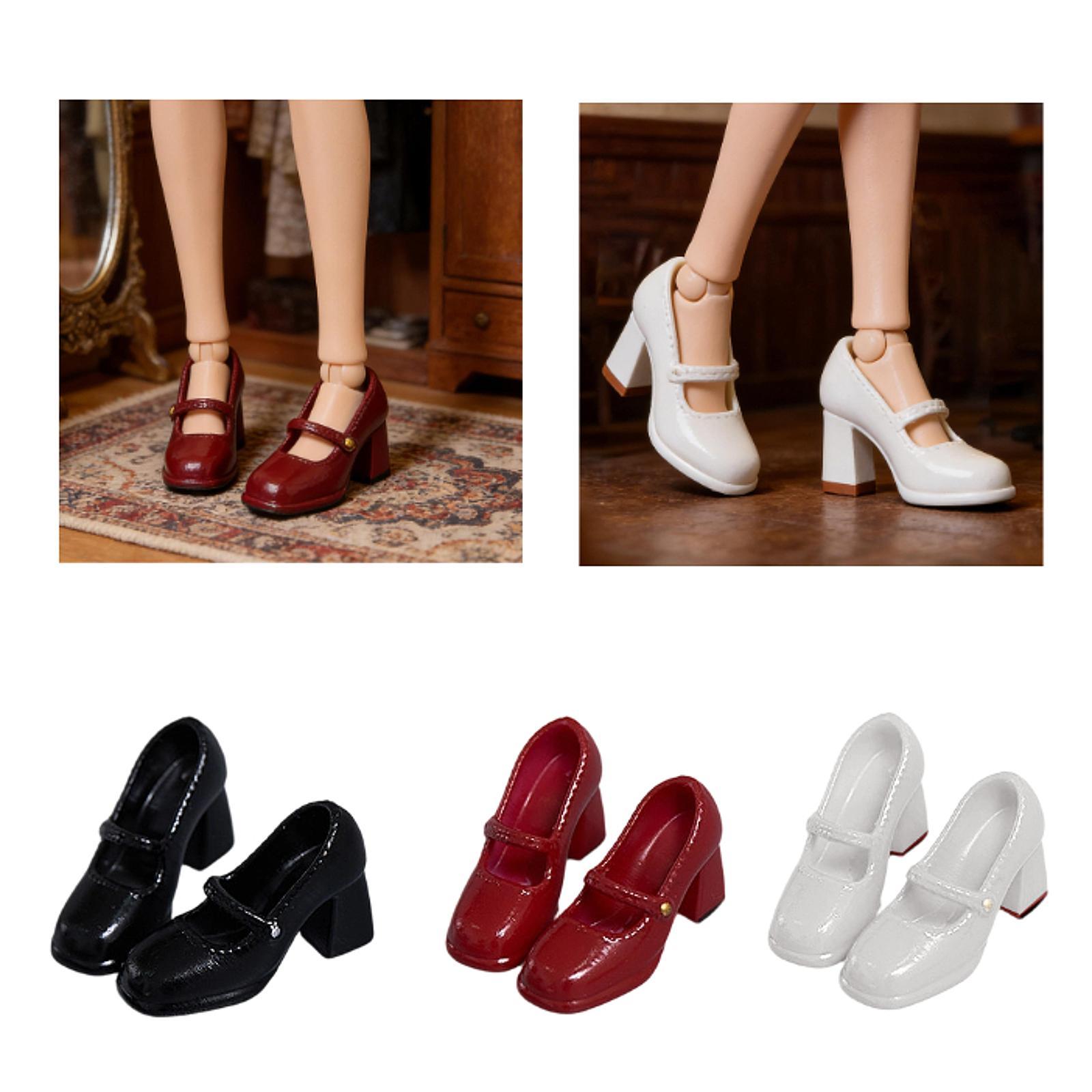 

Miniature High Heels Plastic Shoe Accessories for 1/12 Scale Female Action Figure Dress Up Model Black