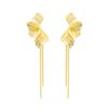 Salircon New Elegant Gold Color Flower Long Tassel Pendant Earrings Women Fashion Simple Metal Piercing Ear Banquet Jewelry Gift