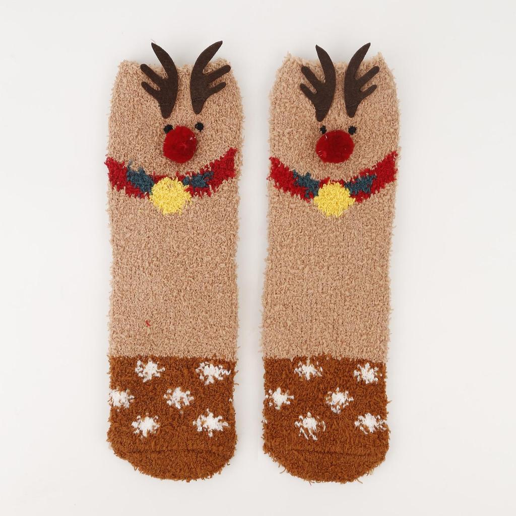 Christmas Cartoon Coral Fleece Sleep Socks - Thickened Velvet-Lined Floor Socks