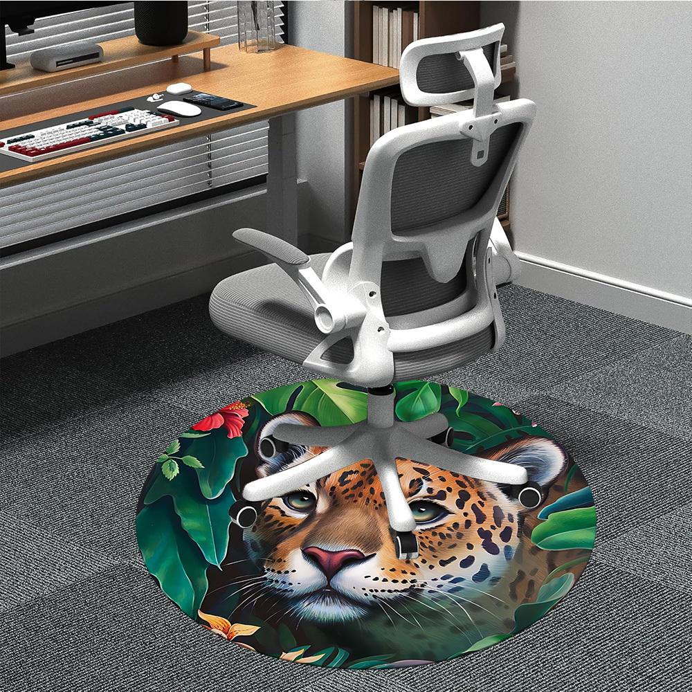 1pc Jaguar Print Carpet for Office Non Slip, Round Carpet, Soft & Comfortable, Carpet for Office, Lightweight Round Floor Mat