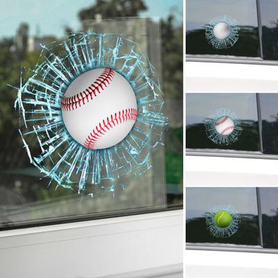 3D Prank Tricky Broken Glass Sticker Realistic Visual Impact Waterproof Strong Stickiness Easy Application Car Decal Window Sticker