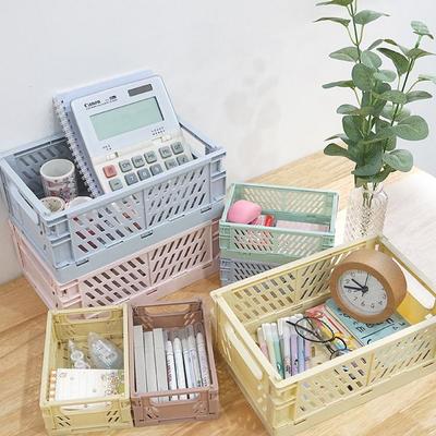 Spacious Foldable Desktop Storage Bin - Plastic Hollow Design