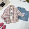 Girls' Plaid Shirt & Star Jeans Set - Stylish Korean Spring/Autumn Wear 2026