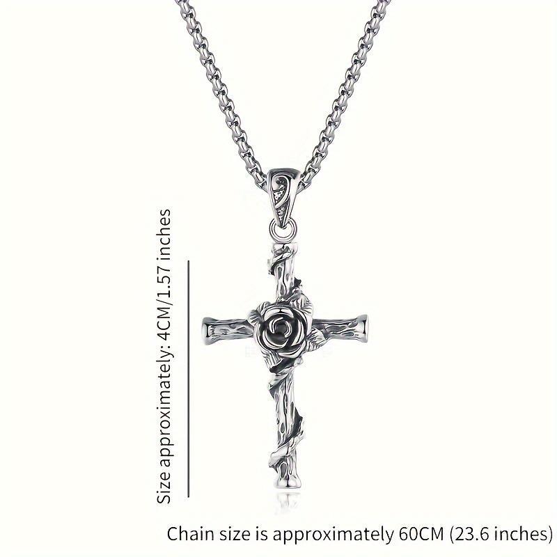 New Vintage Carved Rose Pendant Necklace with Men's Trendy and Personalized Style Jewelry Fashionable and Simple Men's Pendant Necklace Accessories