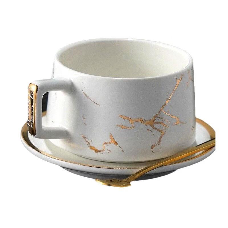 OLOEY Luxury Marble Ceramic Coffee Cup Set
