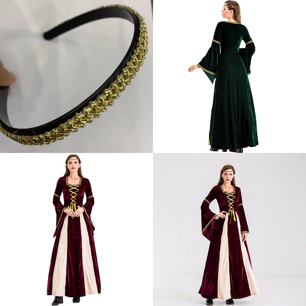 Enchanting Black Vintage Medieval Court Cosplay Maxi Dress For Halloween Events