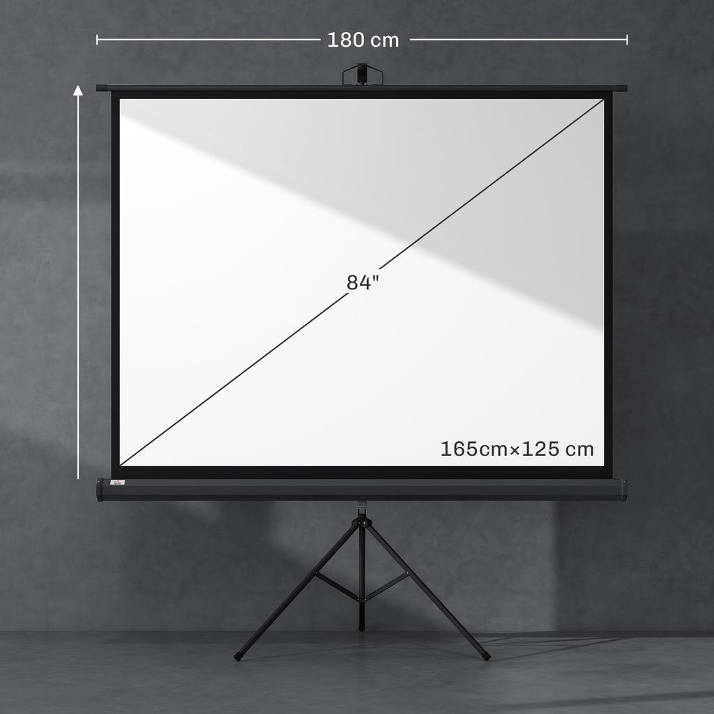 Projection Screen in 4:3 Format, Cinema Screen, Presentation Surface for Home or Office, Black