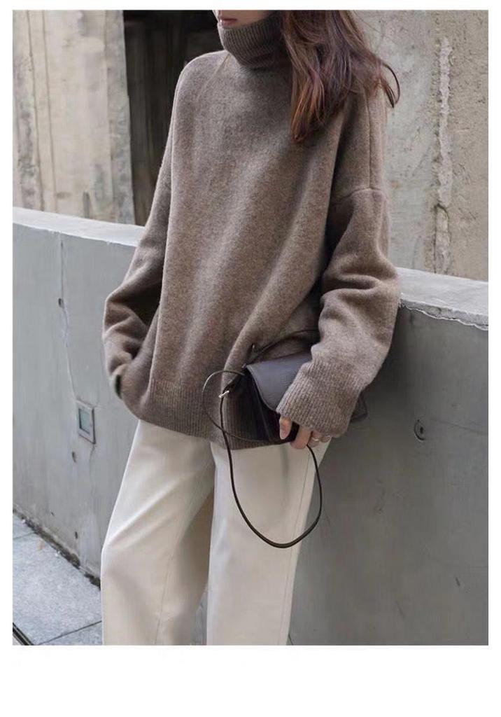 Women's Soft Knit High Neck Sweater, 2026 Autumn/Winter Collection, European & American Style, Loose Fit Base Layer.