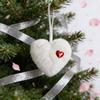 2Pcs Furry Heart Shaped Ball Ornament Christmas Tree Ball Hanging Decoration For Wedding Valentine's Day Festival