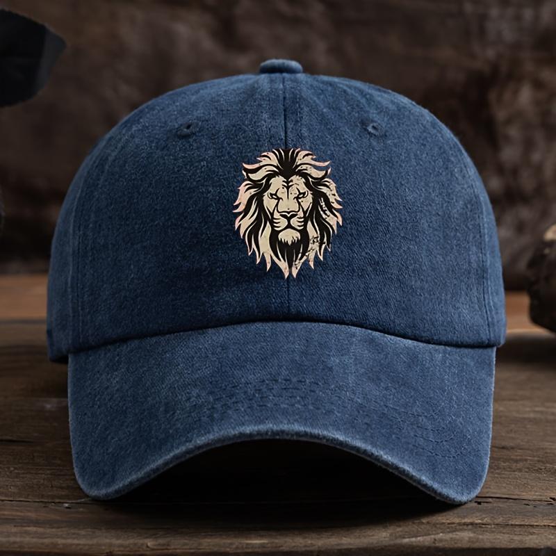 Men Women Lion Head Print Baseball Cap Adjustable Snapback Hat with Lion Face Lightweight Suitable for Outdoor Casual We