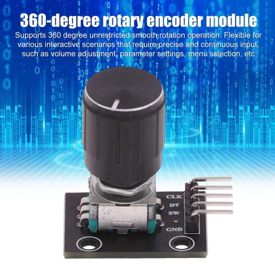 360 Degree Rotary Encoder Module KY-040 Brick Sensor Switch Module Development Board with Knob Cap Compatible for Arduino for Raspberry Pi