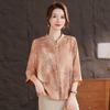 Mom's Stylish Seven-Sleeve Summer Shirt - Age-Reducing Chinese Style Top for Middle-Aged & Elderly Women