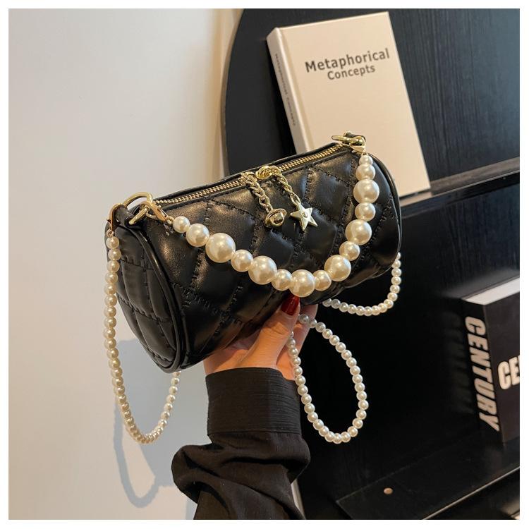 Premium Bag Women's Spring and Summer 2025 New Fashion Diamond Chain Messenger Bag Women's Cylinder Bag