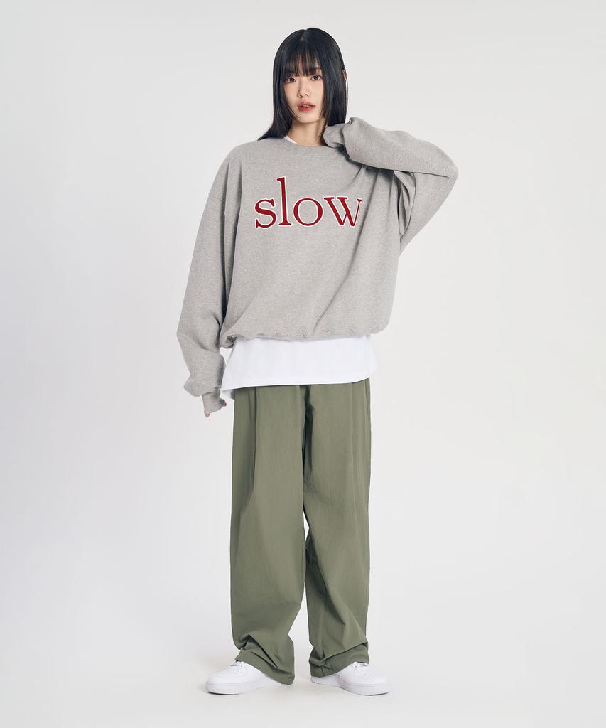 SLOW RECORD HOUSE Nylon Single-Pleat Pants_Khaki