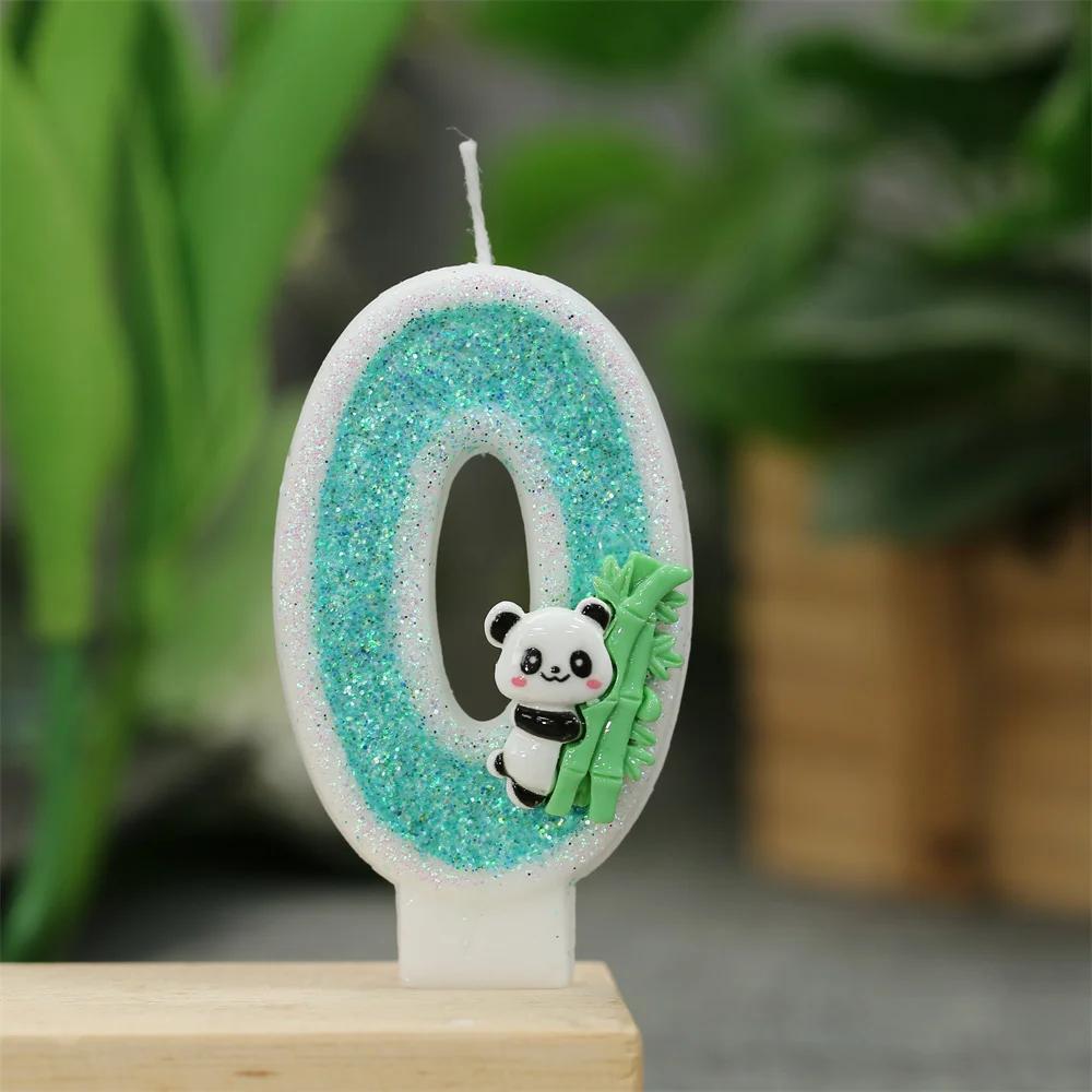 Panda Theme Birthday Candles Children's Birthday Number Candles First Birthday Girl Boy Party Cake Toppers Gift Cake Decoration