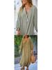 New Women's Cotton Linen Long Sleeve Cardigan Dress for Autumn and Winter